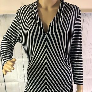 Vince Camuto split neck striped top